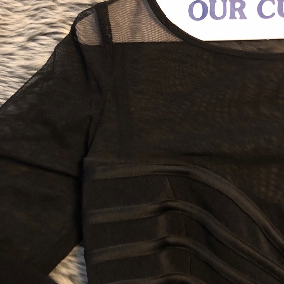 Black Half Mesh Top - Picture 2 of 2